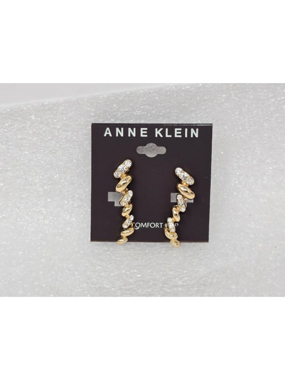 Anne Klein Gold-Tone Crystal Accented E-Z Comfort Clip On Earrings